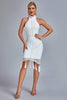 Abito midi con frange Thaliy Pearl - Bianco 