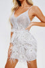 Miniabito Sharina con paillettes e piume