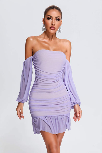 Kimala Off Shoulder Mesh Mini Bandage Dress