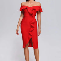 Mailys off-shoulder midi bandagejurk