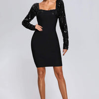 Olive Sequin Mini Bandage Dress