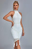 Abito midi con frange Thaliy Pearl - Bianco 
