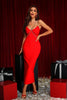 Sagia Diamond Maxi Bandage Dress - Red