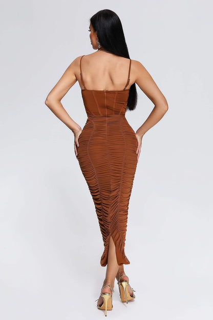 Mocano Ruched Midi Dress