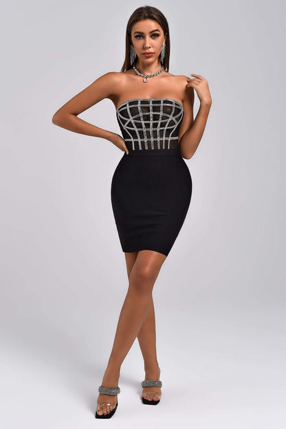 Liliya Diamonate Corset Mini Bandage Dress