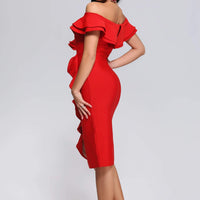 Mailys off-shoulder midi bandagejurk