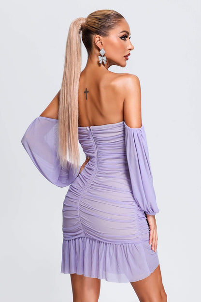 Kimala Off Shoulder Mesh Mini Bandage Dress