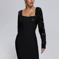 Olive Sequin Mini Bandage Dress