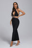 Biana Halter Rhinestone Maxi Bandage Dress