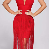 Cersih Tassel Midi Bandage Dress
