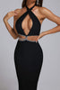 Biana Halter Rhinestone Maxi Bandage Dress