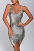 Next Level Diamante Mesh Metal Dress - Silver