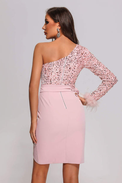 Kiwisy One Shoulder Sequin Mini Dress