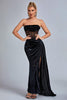 Abito lungo Lamva Corset in velluto con spacco - Nero