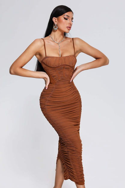Mocano Ruched Midi Dress