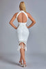 Abito midi con frange Thaliy Pearl - Bianco 