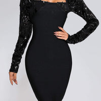 Olive Sequin Mini Bandage Dress