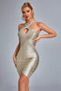 Rutia Metallic Mini Bandage Dress - Gold