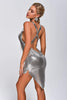 Next Level Diamante Mesh Metal Dress - Silver