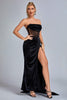 Abito lungo Lamva Corset in velluto con spacco - Nero