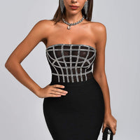 Liliya Diamonate Corset Mini Bandage Dress