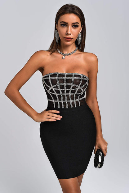 Liliya Diamonate Corset Mini Bandage Dress