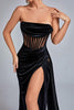 Abito lungo Lamva Corset in velluto con spacco - Nero