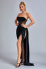 Abito lungo Lamva Corset in velluto con spacco - Nero