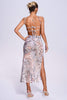 Taffy Halter Leopard  Mesh Midi Dress