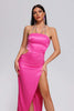 Abito midi con spacco in raso Mignon
