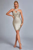 Rutia Metallic Mini Bandage Dress - Gold