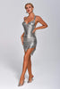 Next Level Diamante Mesh Metal Dress - Silver
