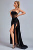 Abito lungo Lamva Corset in velluto con spacco - Nero