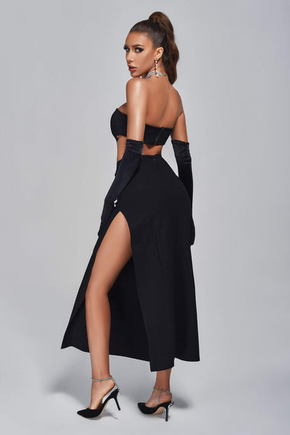 Amalea Cutout Slit Midi Dress