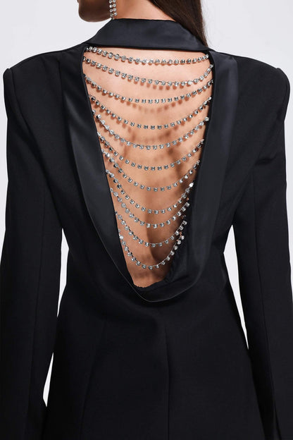 Yette Diamonate Backless Blazer Dress