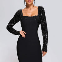 Olive Sequin Mini Bandage Dress
