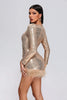 Farrah Feather Sequin Mini Dress - Gold
