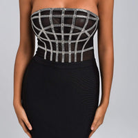 Liliya Diamonate Corset Mini Bandage Dress