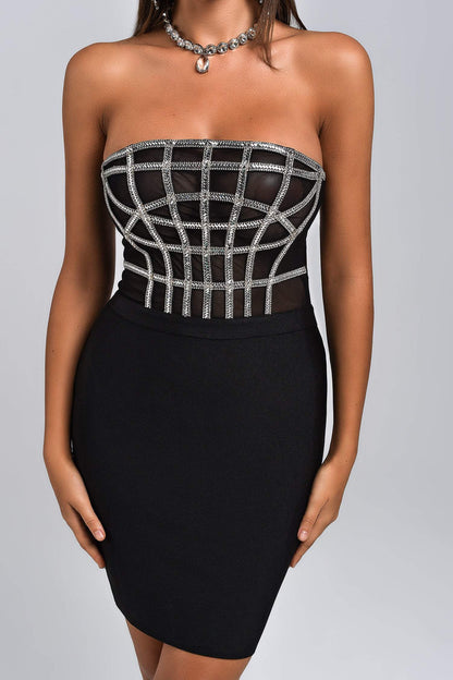 Liliya Diamonate Corset Mini Bandage Dress