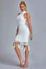 Abito midi con frange Thaliy Pearl - Bianco 