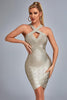 Rutia Metallic Mini Bandage Dress - Gold