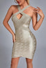 Rutia Metallic Mini Bandage Dress - Gold