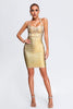 Halter Zwart Metallic Cocktailjurk - Goud