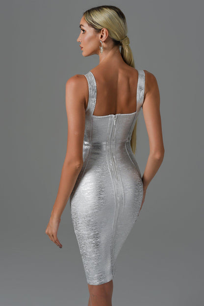 Sukia Mini Bandage Dress - Silver