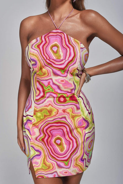 Amoura Halter Printed Mini Dress