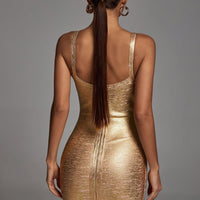 Maryam Metallic Gold Cocktail Dress